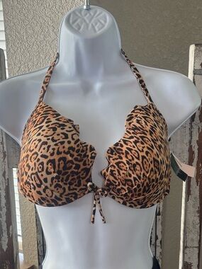 Victoria's Secret Leopard Halter Padded Bikini 👙 Top NWT
